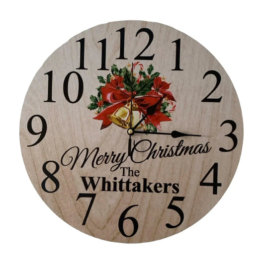 Clock Wall Christmas Family Custom Personalised Aussie Made - The Renmy Store Homewares & Gifts