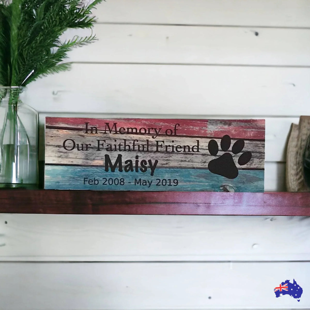 Custom Pet RIP Memorial Dog Cat Sign Rustic Blue - The Renmy Store Homewares & Gifts