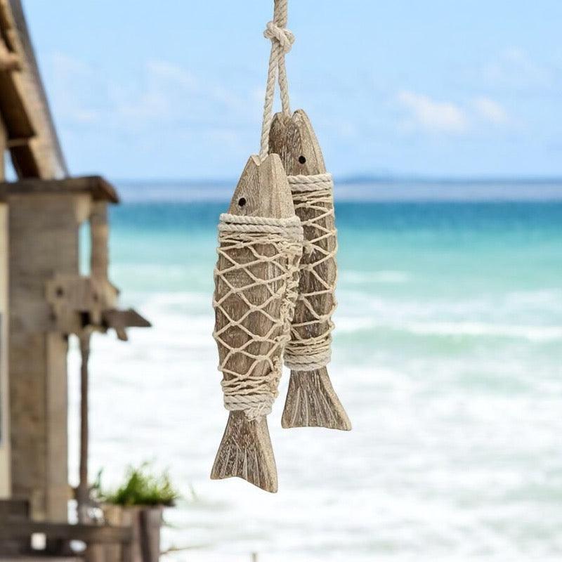 2pcs Hand Carved Wood Fish Decoration - The Renmy Store Homewares & Gifts