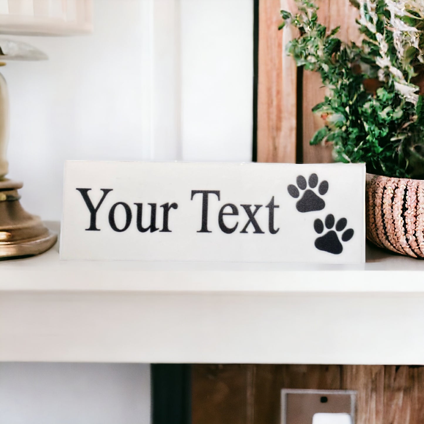 Paw White Pet Cat Dog Personalised Custom Sign - The Renmy Store Homewares & Gifts 