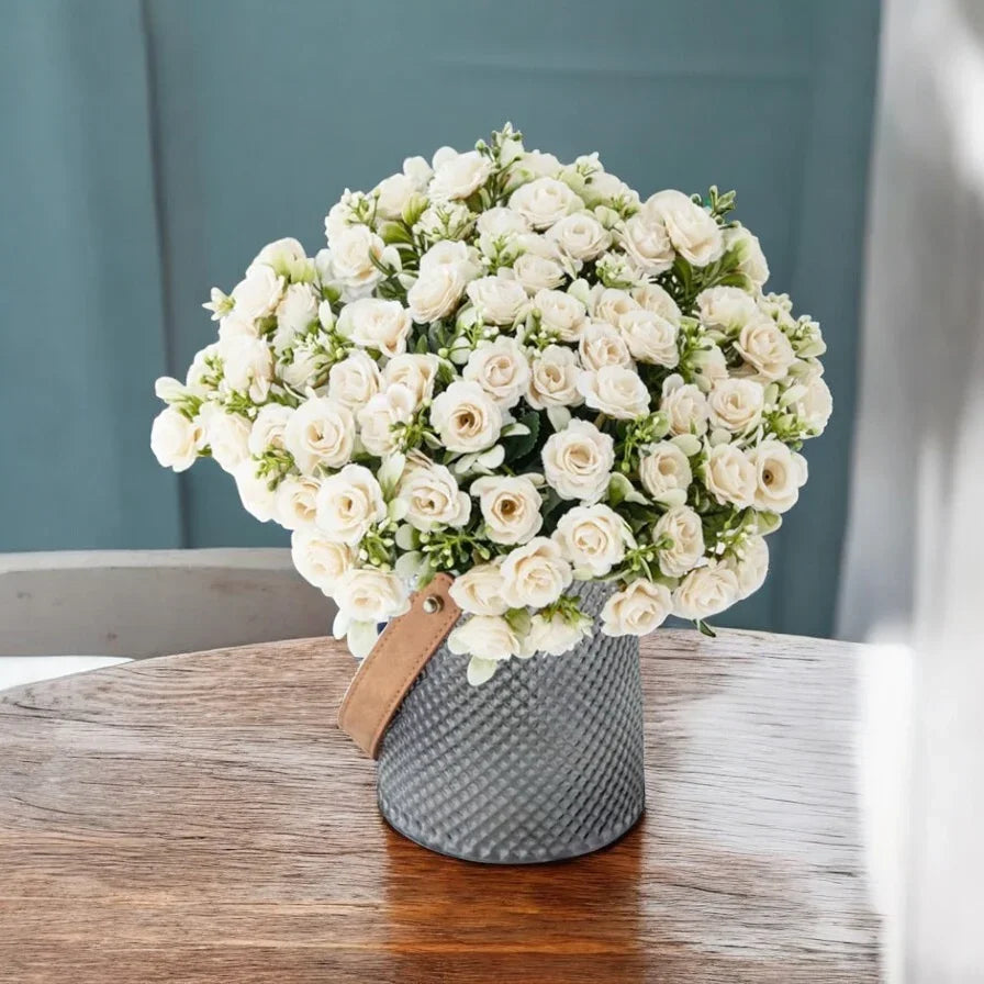 Rose 15 Bouquet Vase Decoration Artificial Flower