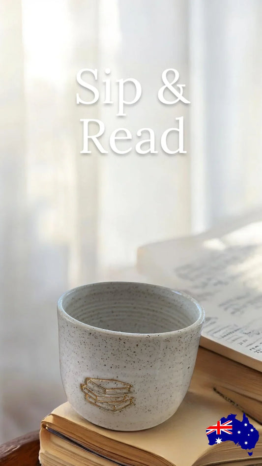Mug Cup Book Library Pottery Ceramic Aussie Made