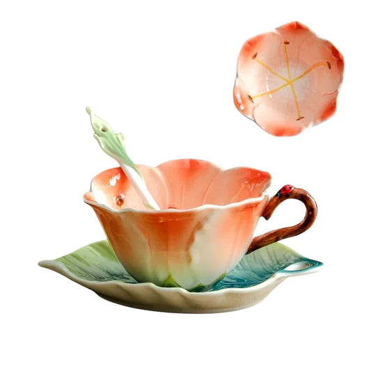 Flower Cup Leaf Saucer Spoon Lady Beetle - The Renmy Store Homewares & Gifts