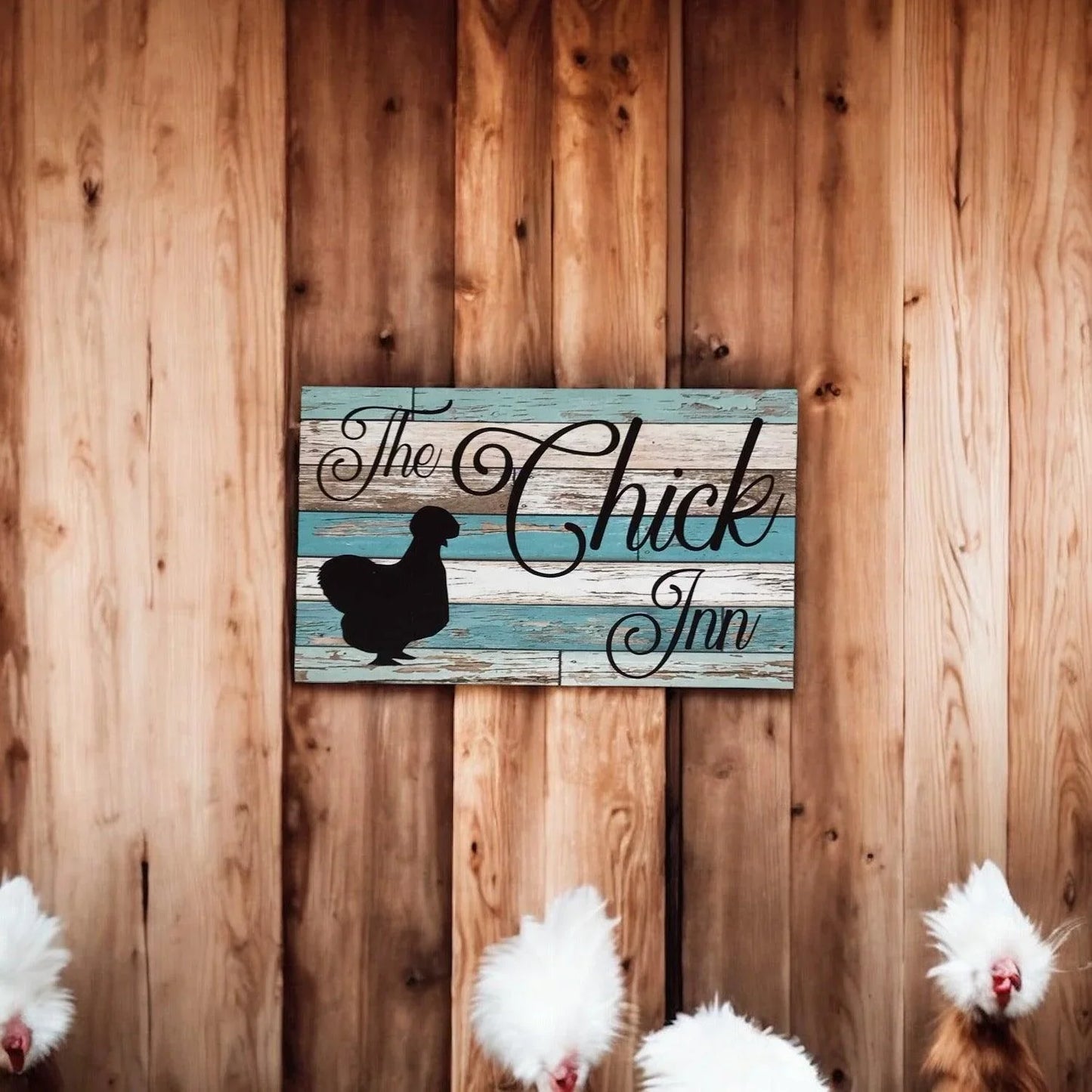 The Chick Inn Silkie Hen Chicken Blue Sign - The Renmy Store Homewares & Gifts