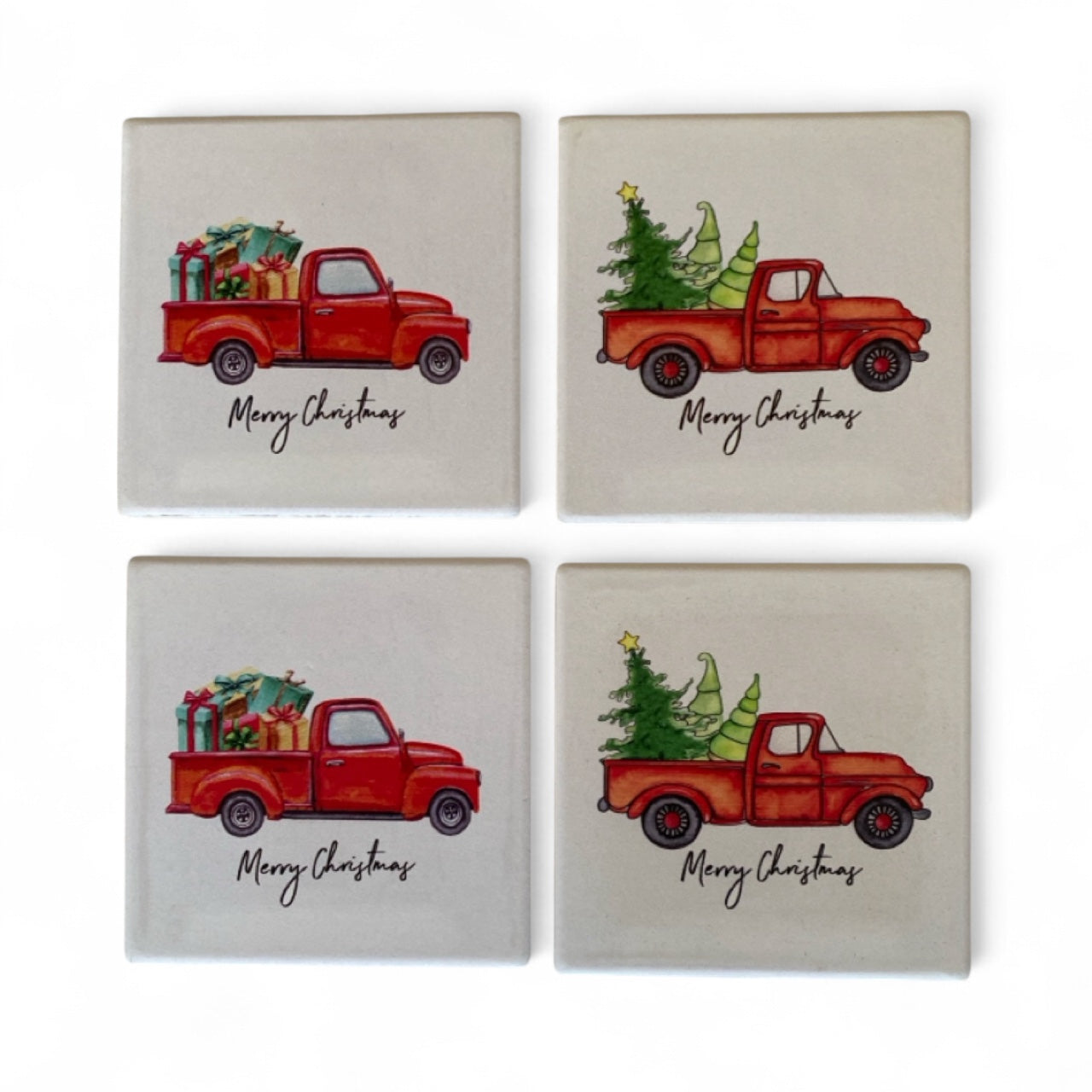 Coaster Coasters Christmas Truck Set of 4
