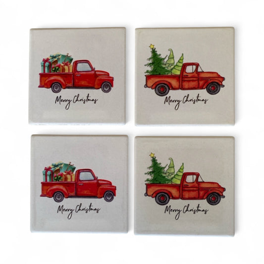 Coaster Coasters Christmas Truck Set of 4