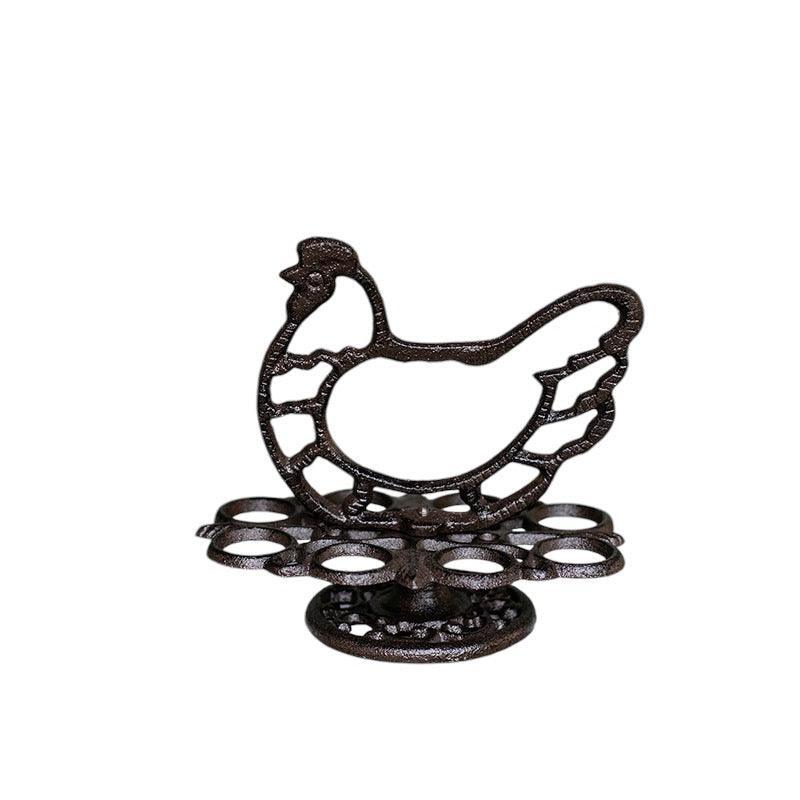 Egg Holder Rack Cast Iron Chicken Hen Country - The Renmy Store Homewares & Gifts