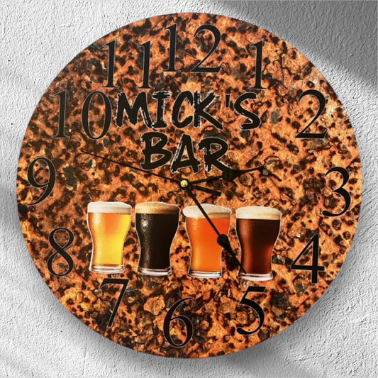 Clock Wall Rusty Bar Custom Personalised 30cm or 60cm Aussie Made - The Renmy Store Homewares & Gifts