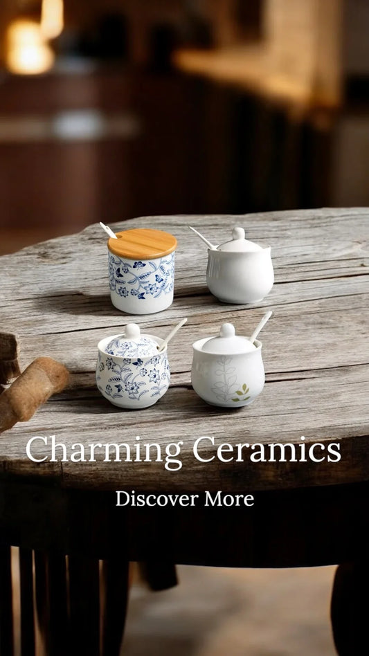 Container Jar Salt Seasonings Storage Ceramic