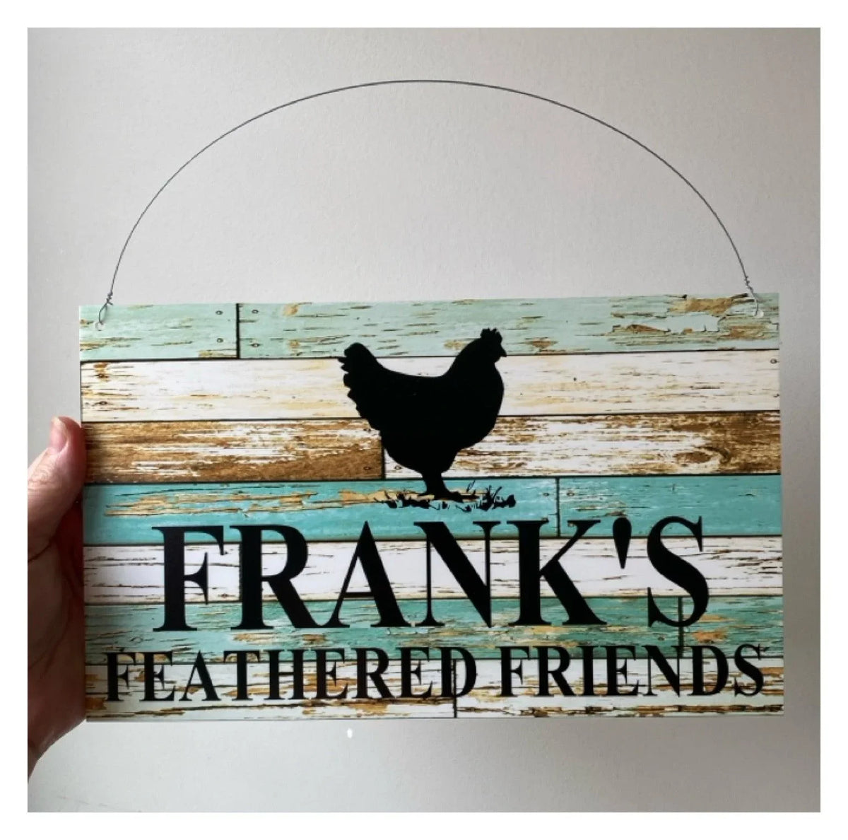 Chicken Hen Custom Personalised Sign Rustic Blue - The Renmy Store Homewares & Gifts