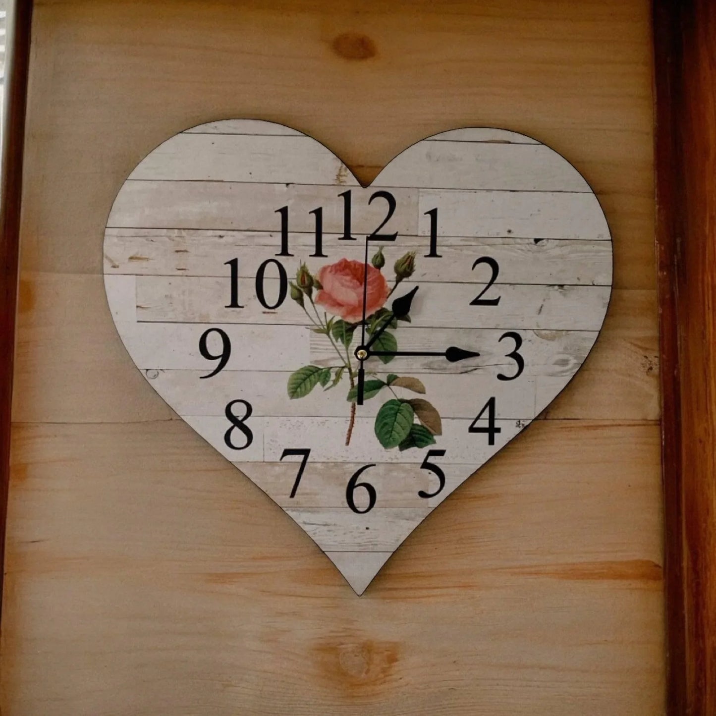 Clock Wall Heart Cottage Rose Aussie Made - The Renmy Store Homewares & Gifts