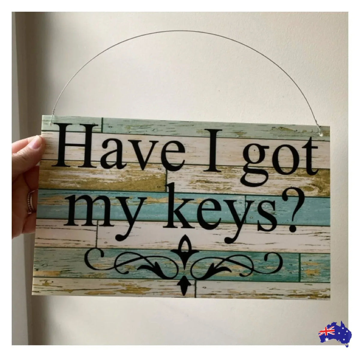 Custom Personalised Blue Timber Look Sign - The Renmy Store Homewares & Gifts