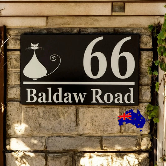 Personalised Street Number Address Letter Box Cat Custom Sign - The Renmy Store Homewares & Gifts