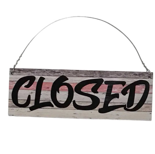 Open Closed Rustic Wood Style Business Shop Cafe Hanging Sign - The Renmy Store Homewares & Gifts