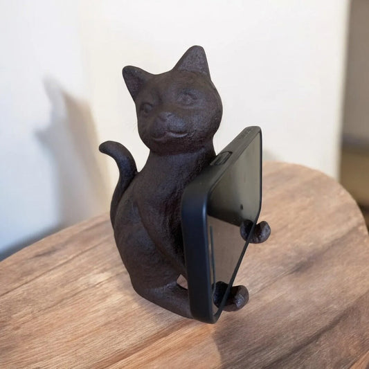 Phone Holder Cast Iron Cat Ornament - The Renmy Store Homewares & Gifts
