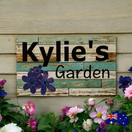Purple Flower Garden Custom Personalised Sign - The Renmy Store Homewares & Gifts