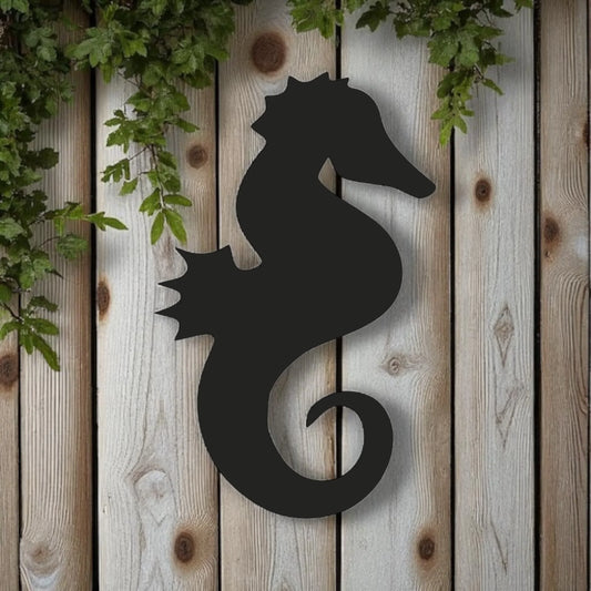 Seahorse Decorative Outdoor Wall Art Black White Laser Cut