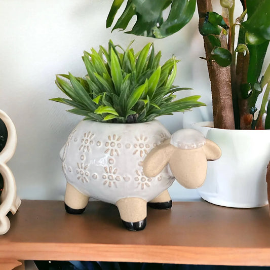 Sheep White Pot Planter Garden - The Renmy Store Homewares & Gifts