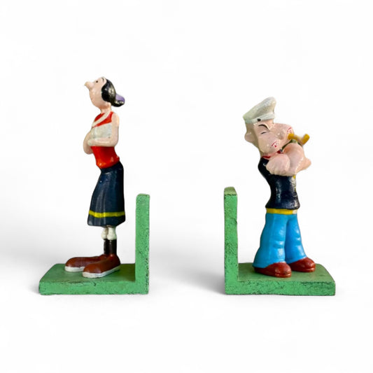 Book Ends Popeye and Olive Cartoon Vintage Cast Iron