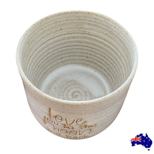 Mug Cup Love You Moon and Back Pottery Ceramic Aussie Made