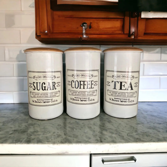 Cannister Jar Set for Coffee Tea & Sugar Vintage - The Renmy Store Homewares & Gifts