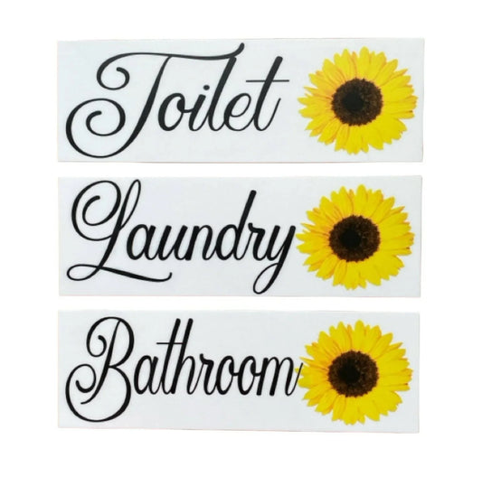 Sunflower Door Room Sign Toilet Laundry Bathroom - The Renmy Store Homewares & Gifts