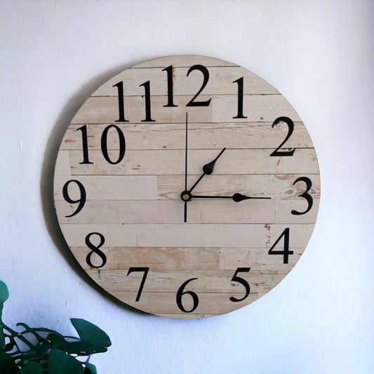 Clock Wall Rustic White Wash Timber 30cm 60cm Aussie Made - The Renmy Store Homewares & Gifts