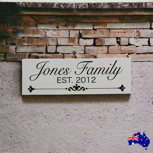 Family Name Custom Personalised White Sign - The Renmy Store Homewares & Gifts