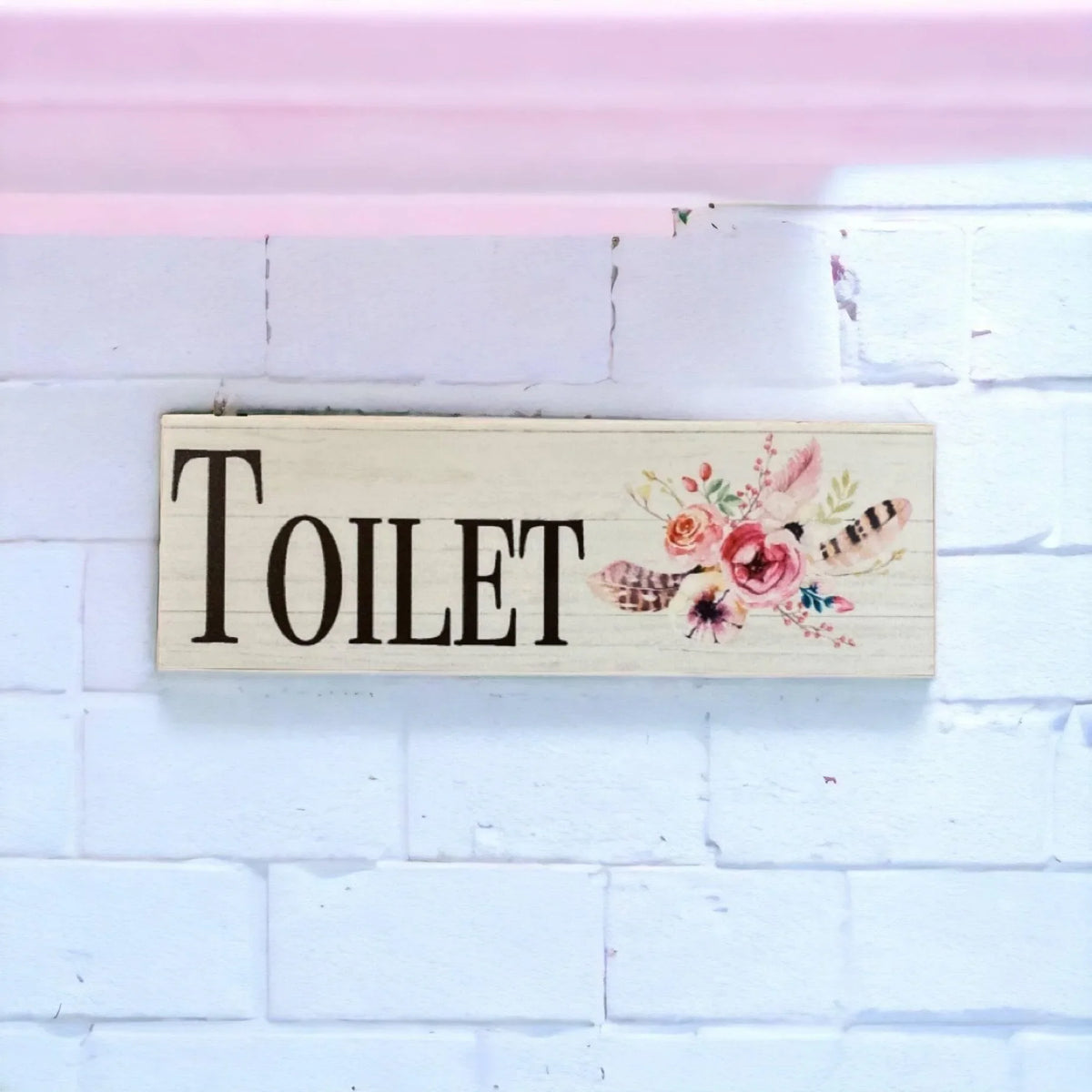 Flowers Feathers Toilet Laundry Bathroom Door Sign - The Renmy Store Homewares & Gifts