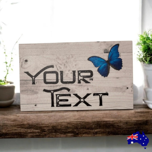 Butterfly Garden Blue Custom Personalised Sign - The Renmy Store Homewares & Gifts