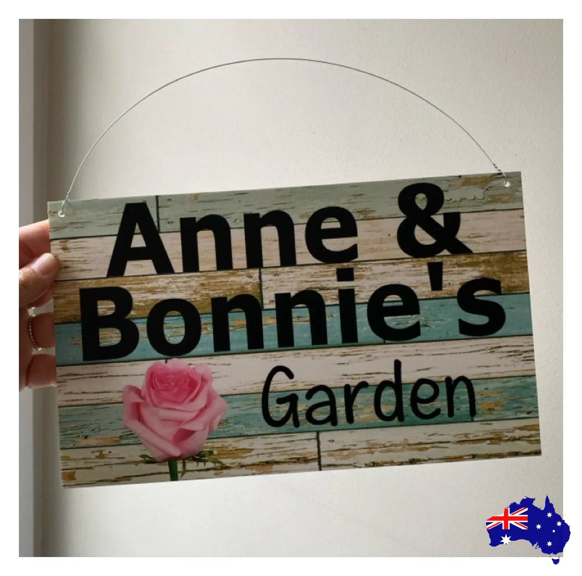 Garden Rose Pink Personalised Custom Sign - The Renmy Store Homewares & Gifts