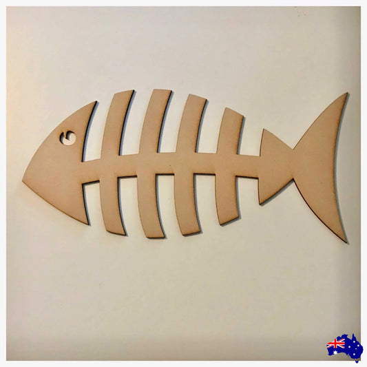 Fish Skeleton Bones Ocean Raw MDF Timber DIY Craft - The Renmy Store Homewares & Gifts