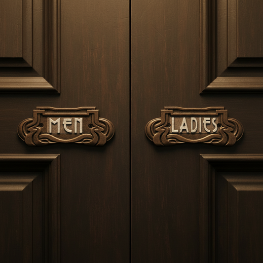 Cast Iron Ladies & Men Toilet Sign Set of 2 | Art Deco Vintage 19cm