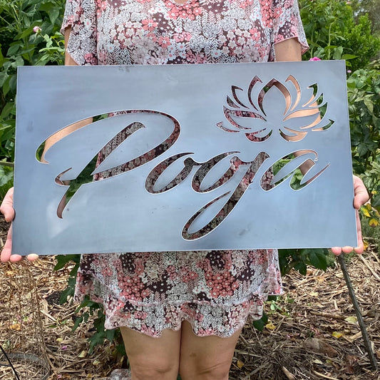 Lotus Custom Rusty Cor10 Gold Silver Steel Metal Sign