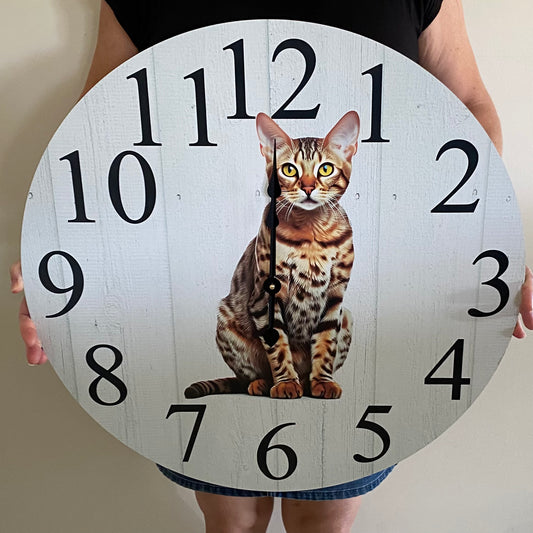 Bengal Cat Wall Clock | Aussie Made 30cm 60cm
