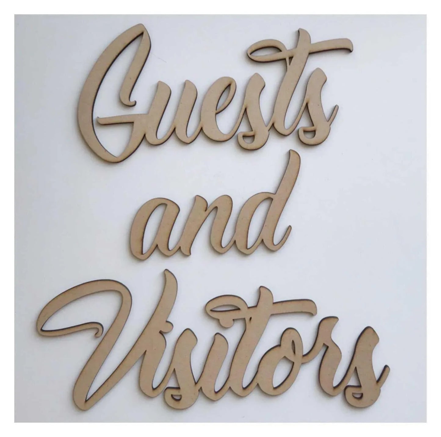 Guests & Visitors Word Wall Art DIY Raw MDF Timber - The Renmy Store Homewares & Gifts