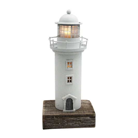 Lighthouse Vintage White Handmade with Light - The Renmy Store Homewares & Gifts