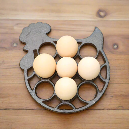 Vintage Rustic Hen Cast Iron Egg Storage Holder For Nine Pieces Home Kitchen Tabletop Decor Metal Heat Insulation Mat Plate - The Renmy Store Homewares & Gifts