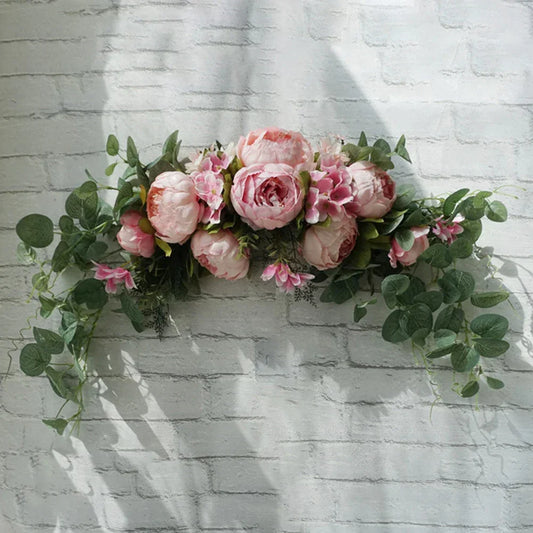 Wreath Pink Floral Artificial Door Home Decor