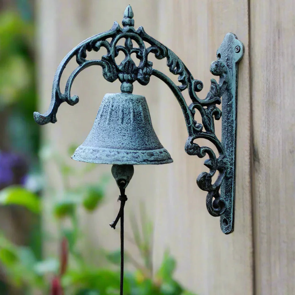 Antique Green Cast Iron Doorbell | Elegant Vintage Door Bell | Hamptons Farmhouse Decor