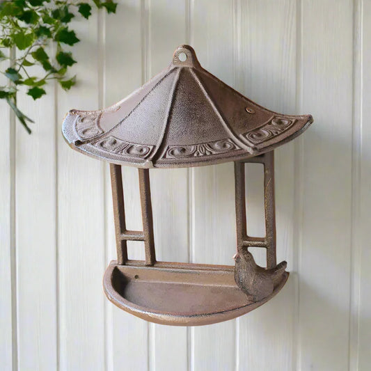 Cast Iron Tapered Dome Wall Bird Feeder Farm House Accents Antique Rustic Home Garden Wall Mounted House Shape Storage Tray Rack - The Renmy Store Homewares & Gifts