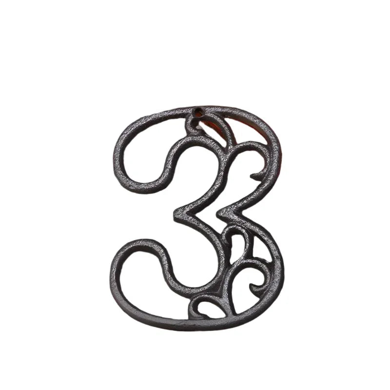 House Property Number Cast Iron Rustic Scroll - The Renmy Store Homewares & Gifts