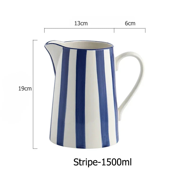 Jug Mug Cup Blue Stripe Spots Kitchenware - The Renmy Store Homewares & Gifts