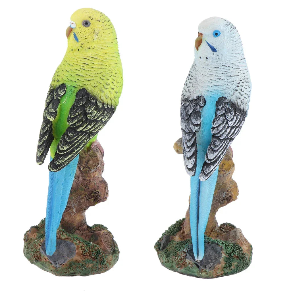 Budgie Ornament Figurine Blue or Green approx 8x7x16cm