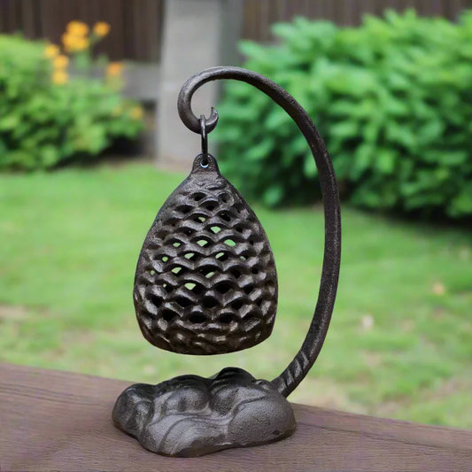 Candle Holder Lantern Pinecone Hanging Cast Iron