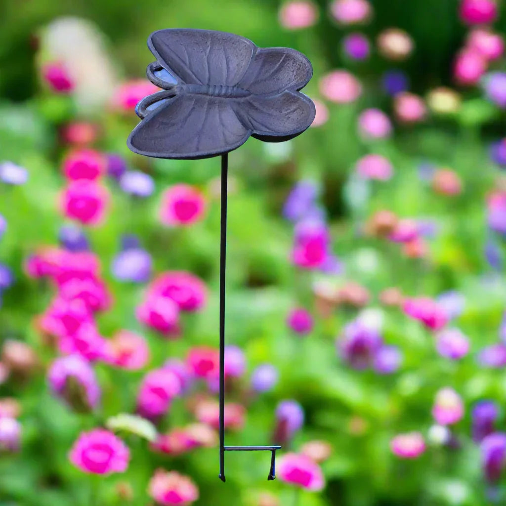 Bird Butterfly Feeder Water Cast Iron Garden Stake