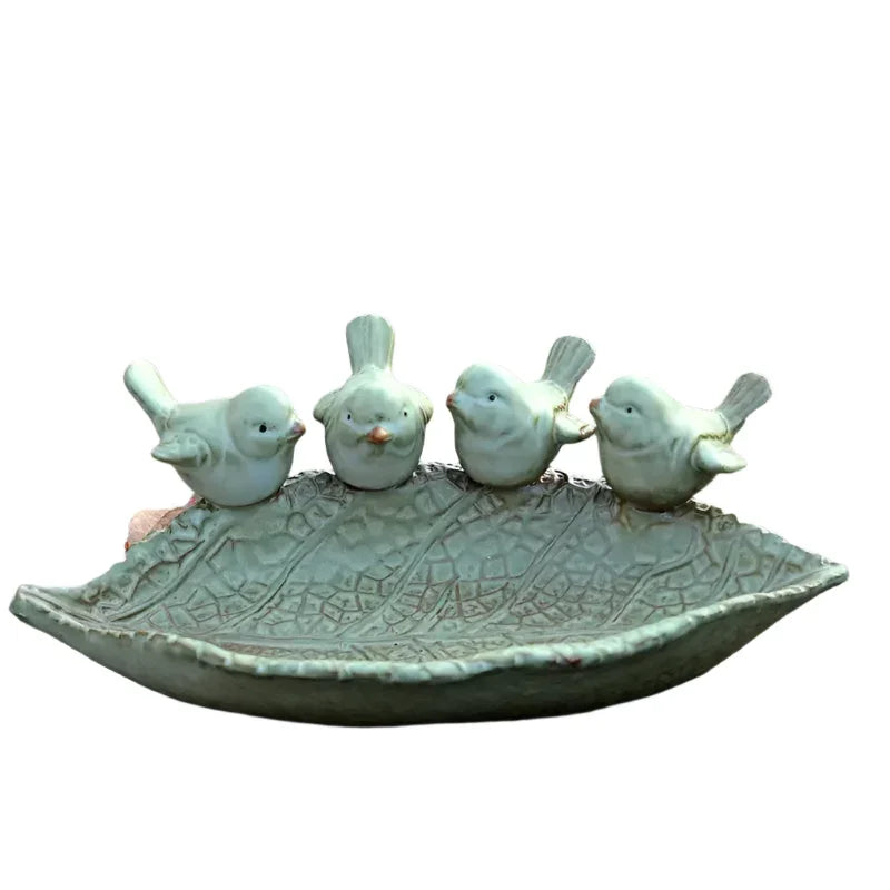 Bird Feeder Leaf Ceramic Garden Decoration - The Renmy Store Homewares & Gifts