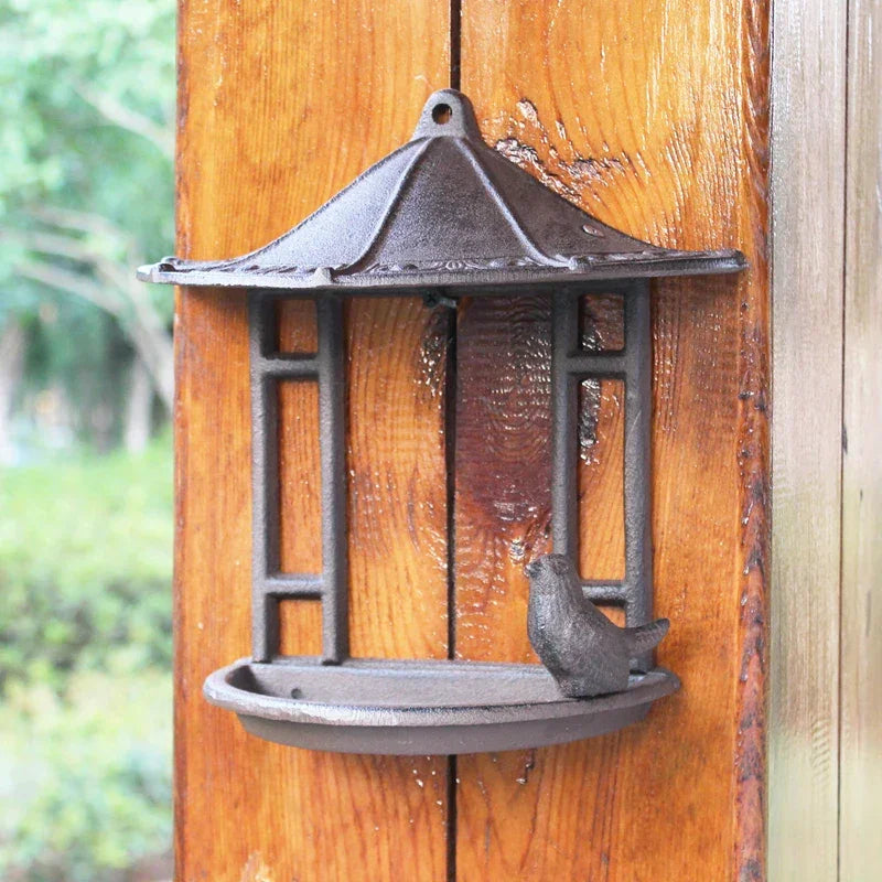 Cast Iron Tapered Dome Wall Bird Feeder Farm House Accents Antique Rustic Home Garden Wall Mounted House Shape Storage Tray Rack - The Renmy Store Homewares & Gifts