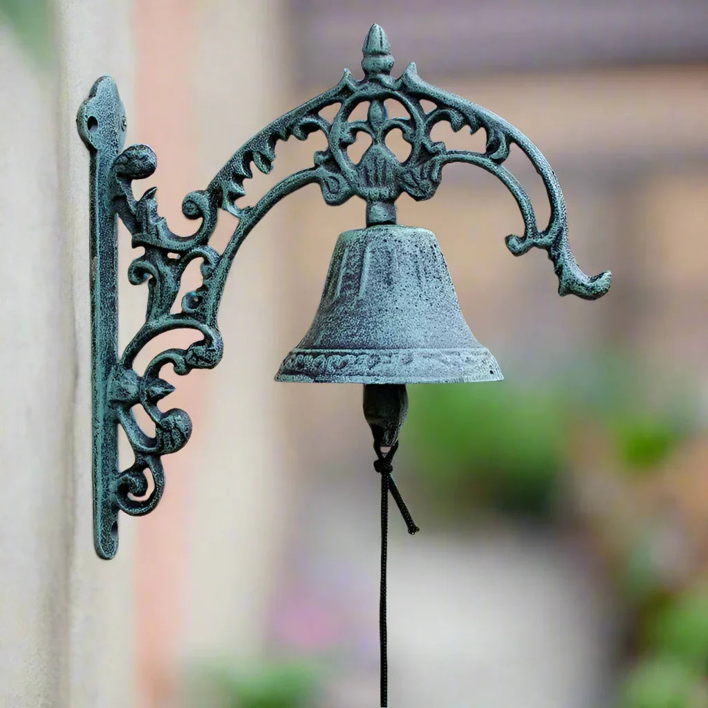 Antique Green Cast Iron Doorbell | Elegant Vintage Door Bell | Hamptons Farmhouse Decor