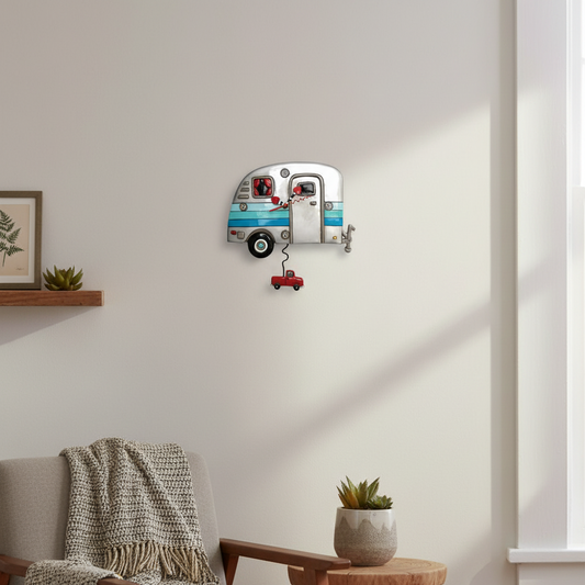 Clock Caravan Happy Campers Wall Pendulum
